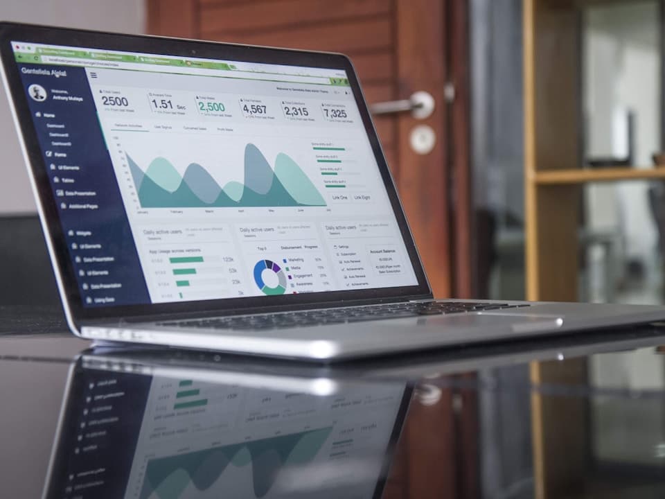 Sales analytics dashboard on a laptop